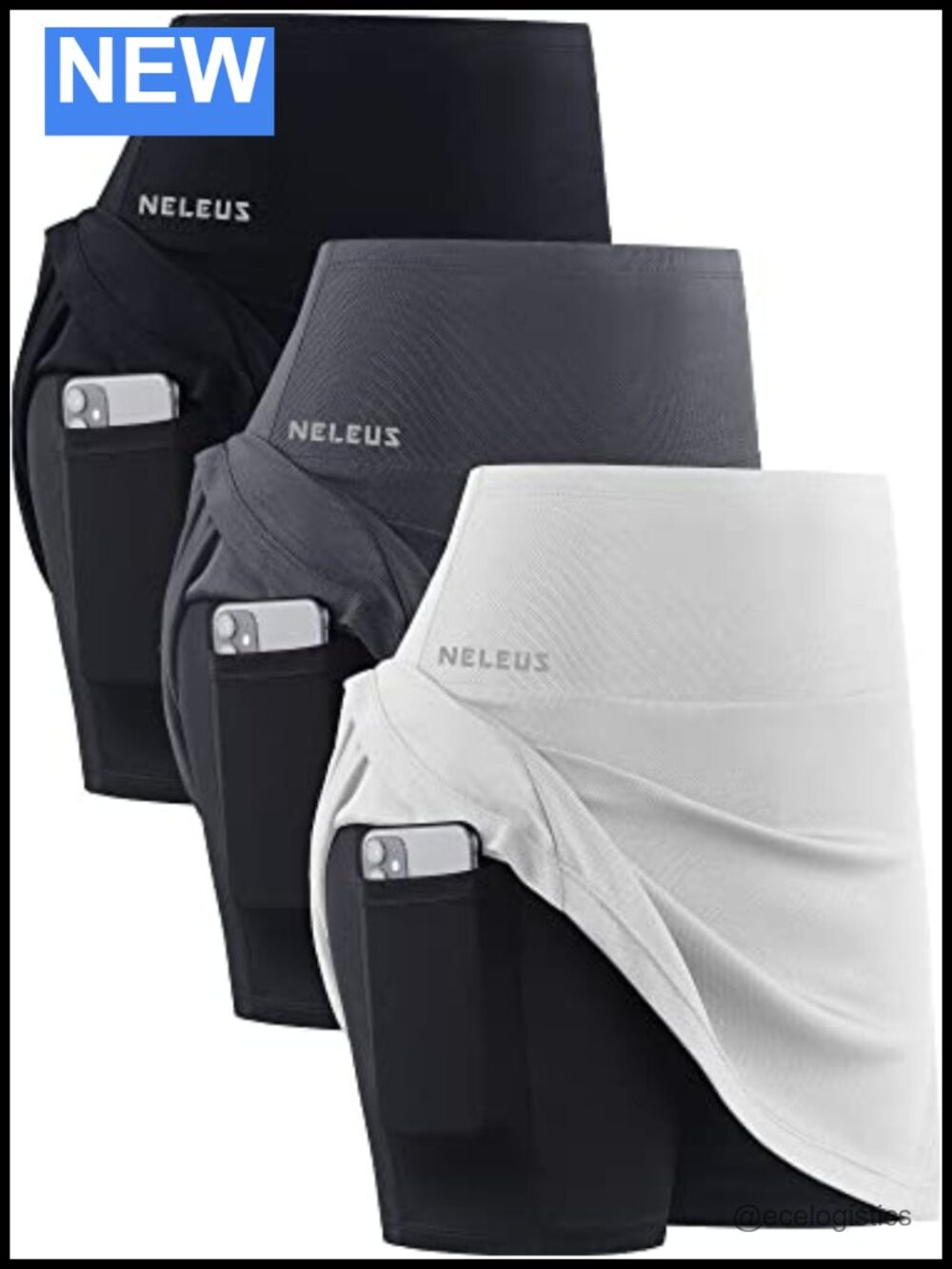 2 in 1 Tennis Skirts with Pockets Athletic Running Shorts